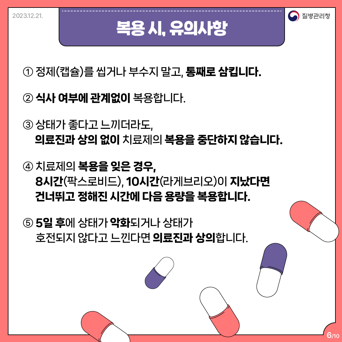 코로나19 먹는치료제 복용방법 및 유의사항 등 안내 이미지 6