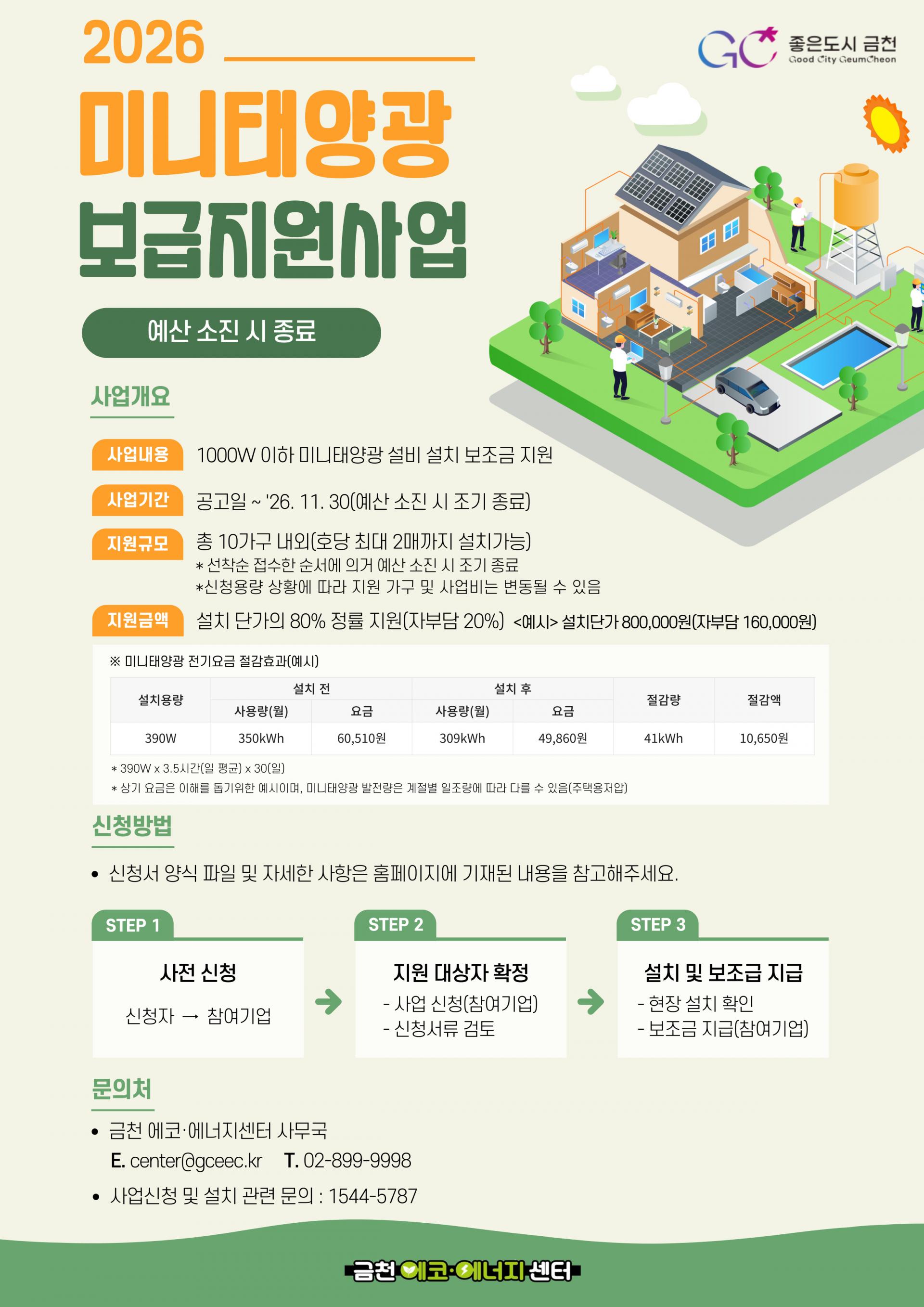 2026년 금천구 미니태양광 보급지원사업 설치 희망가구 모집 이미지 1