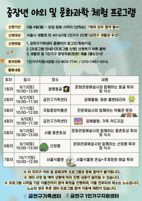 중장년 야외 및 문화과학 체험 프로그램