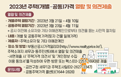 2023년 주택(개별·공동)가격 열람 및 의견제출