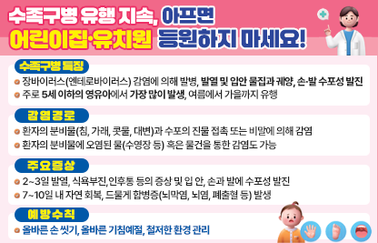 □ 수족구병 특징
□ 감염경로
□ 주요증상
□ 예방수칙